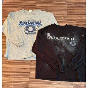 (2) Indianapolis Colts Reebok Long Sleeve Shirt Men’s Size XL NFL